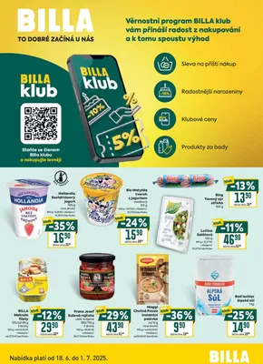 Billa katalog v Kopřivnice | Leták BILLA klub | 2025-06-18T00:00:00.000Z - 2025-07-01T00:00:00.000Z